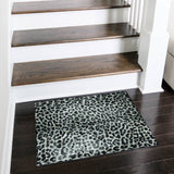 8' X 8' Black and Gold Round Leopard Print Shag Handmade Non Skid Area Rug