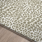 8' X 10' Beige and Cream Leopard Print Shag Handmade Non Skid Area Rug