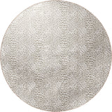 8' X 8' Beige and Cream Leopard Round Shag Handmade Non Skid Area Rug
