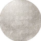 8' X 8' Beige and Cream Leopard Round Shag Handmade Non Skid Area Rug