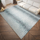 5' X 8' Grey Gazelle Print Shag Handmade Non Skid Area Rug