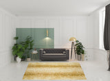 8' X 10' Gold Gazelle Print Shag Handmade Non Skid Area Rug