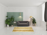 8' X 8' Gold Round Gazelle Print Shag Handmade Non Skid Area Rug