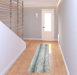 2' X 8' Black Gazelle Print Shag Handmade Non Skid Runner Rug