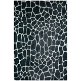 8' X 10' Black and White Croc Print Shag Handmade Non Skid Area Rug