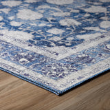 8' X 10' Blue Oriental Distressed Non Skid Area Rug