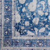 5' X 8' Blue Oriental Distressed Non Skid Area Rug