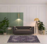 5' X 8' Purple Oriental Distressed Non Skid Area Rug