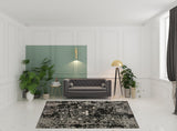 8' X 10' Black Oriental Area Rug With Fringe