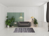 5' x 8' Black Gray and White Abstract Ombre with Stars Hand Loomed Area Rug