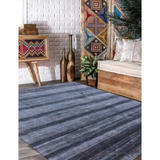 5' X 8' Navy And Blush Abstract Hand Loomed Area Rug