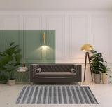 5' X 10' Black And Gray Striped Hand Loomed Area Rug