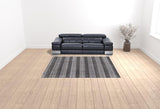 8' X 10' Dark Grey And Whie Hand Loomed Area Rug