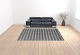 9' X 12' Black And Dark Grey Hand Loomed Area Rug