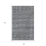 9' X 12' Blue And Charcoal Hand Loomed Area Rug