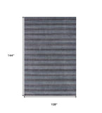 9' X 12' Blue And Black Hand Loomed Area Rug