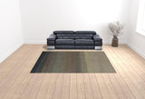 9' X 12' Indigo And Tan Hand Loomed Non Skid Area Rug