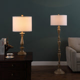 26" Antiqued Gold Sitting Monkey Table Lamp With White