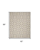 4' X 6' Ivory And Grey Fleur De Lis Stain Resistant Non Skid Area Rug