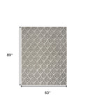 5' X 8' Charcoal Floral Stain Resistant Non Skid Area Rug
