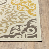 8' X 11' Charcoal Floral Stain Resistant Non Skid Area Rug