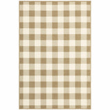 2' X 4' Gray and Ivory Geometric Stain Resistant Indoor Outdoor Area Rug