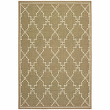 2' X 4' Tan Geometric Stain Resistant Indoor Outdoor Area Rug
