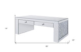 32" Silver Glass Square Mirrored Coffee Table
