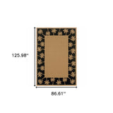 7' x 10' Beige and Black Stain Resistant Indoor Outdoor Area Rug