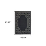 5' x 8' Black and Ivory Stain Resistant Indoor Outdoor Area Rug