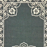 2' X 8' Gray and Ivory Oriental Stain Resistant Indoor Outdoor Area Rug