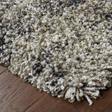 4' x 6' Black and Gray Abstract Shag Power Loom Area Rug