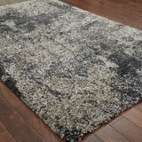 4' x 6' Black and Gray Abstract Shag Power Loom Area Rug
