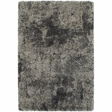5' x 8' Black Silver and Gray Abstract Shag Power Loom Area Rug