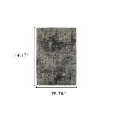 7' x 10' Gray Abstract Shag Power Loom Area Rug