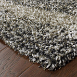 4' X 6' Charcoal Silver And Grey Abstract Shag Power Loom Stain Resistant Area Rug