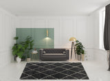8' X 11' Charcoal And Grey Geometric Shag Power Loom Stain Resistant Area Rug
