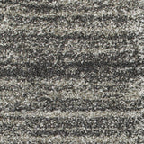 8' Black and Gray Geometric Shag Power Loom Runner Rug