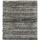 8' Black and Gray Geometric Shag Power Loom Runner Rug