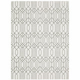 10' X 13' White And Grey Geometric Power Loom Stain Resistant Area Rug