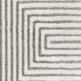 10' X 13' Grey And White Geometric Power Loom Stain Resistant Area Rug