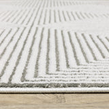 10' X 13' Grey And White Geometric Power Loom Stain Resistant Area Rug