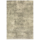 6' X 9' Grey Ivory Beige And Taupe Oriental Power Loom Stain Resistant Area Rug