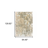 4' X 6' Black Gold Grey And Ivory Abstract Power Loom Stain Resistant Area Rug