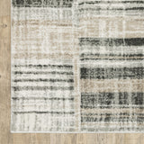 3' X 5' Grey Charcoal Ivory Tan Brown And Beige Geometric Power Loom Stain Resistant Area Rug