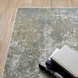 10' X 13' Grey Blue Beige Gold And Rust Abstract Power Loom Stain Resistant Area Rug