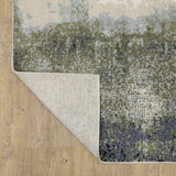 6' X 9' Blue Grey Green And Beige Abstract Power Loom Stain Resistant Area Rug