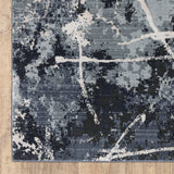 8' X 11' Blue Grey And Beige Abstract Power Loom Stain Resistant Area Rug