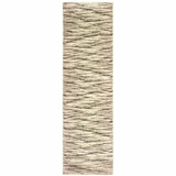 2' X 8' Ivory Sand And Ash Abstract Power Loom Stain Resistant Runner Rug