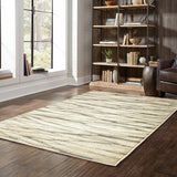 2' X 8' Ivory Sand And Ash Abstract Power Loom Stain Resistant Runner Rug